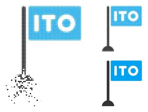 Broken Pixel Halftone ITO Rectange Flag Icon Stock Illustration