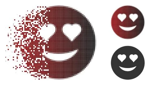 Broken Pixel Halftone Love Smiley Icon Illustrazione stock