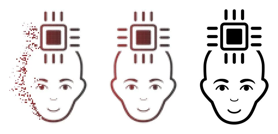 Broken Pixel Halftone Neural Computer Interface Icon イラスト素材