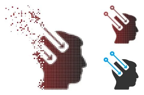 Broken Pixel Halftone Neural Interface Icon 스톡 일러스트