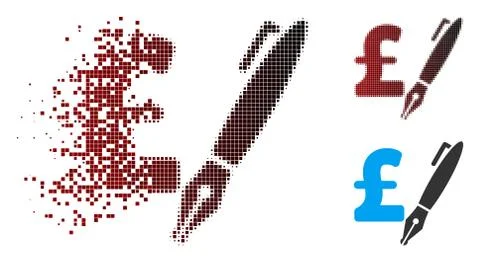 Broken Pixel Halftone Pencil Pound Price Icon 库存插图