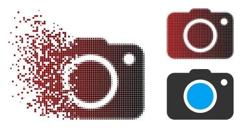 Broken Pixel Halftone Photo Camera Icon Illustrazione stock