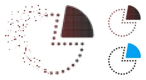 Broken Pixel Halftone Pie Chart Icon Stock Illustration
