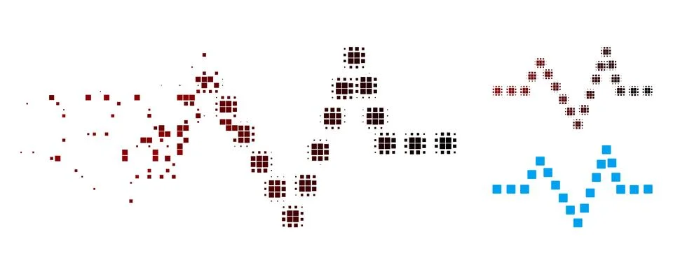 Broken Pixel Halftone Pulse Chart Icon Ilustración de archivo