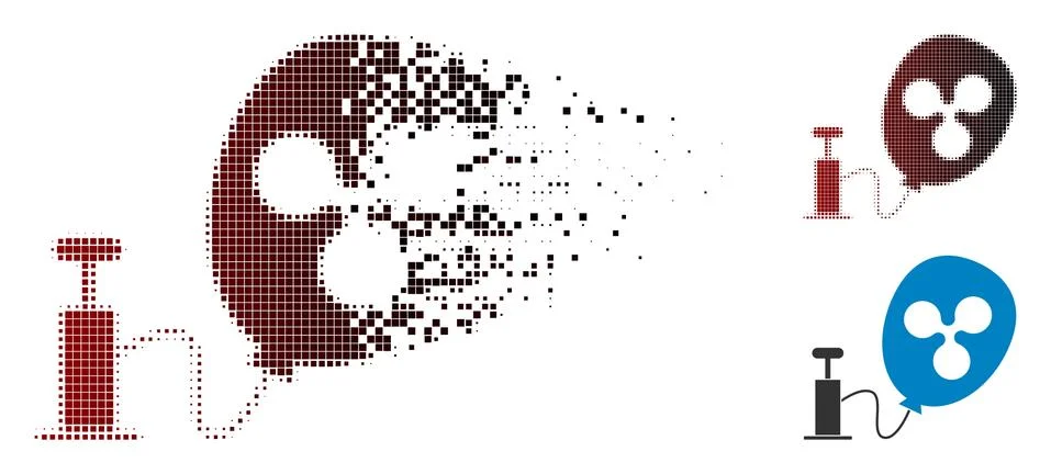 Broken Pixel Halftone Pump Ripple Balloon Icon Stock Illustration