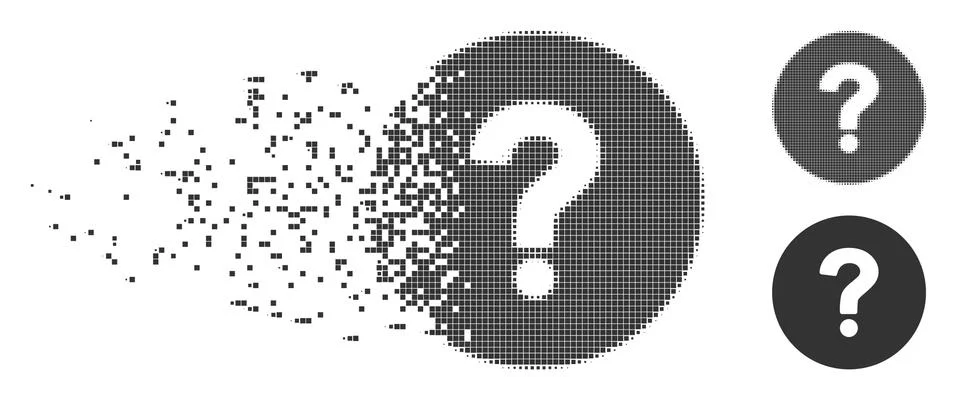 Broken Pixel Halftone Query Icon Ilustração Stock