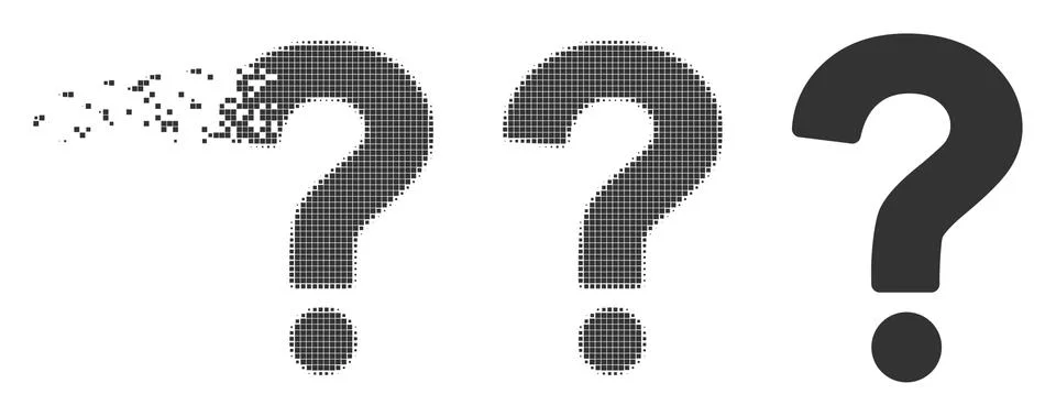 Broken Pixel Halftone Question Icon Ilustração Stock