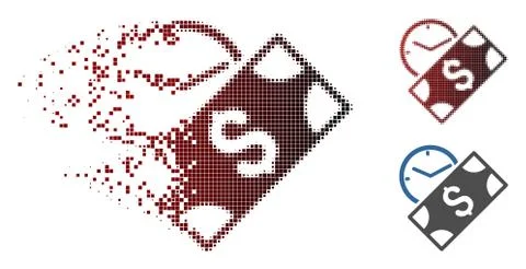 Broken Pixel Halftone Rent Payment Icon Stock Illustration