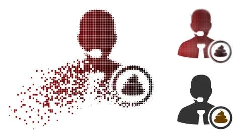 Broken Pixel Halftone Shit Operator Icon Stock Illustration