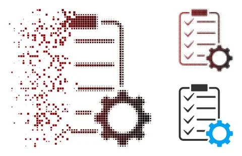 Broken Pixel Halftone Smart Contract Gear Icon Illustrazione stock