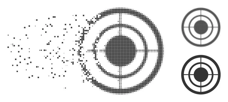 Broken Pixel Halftone Target Icon Stock Illustration