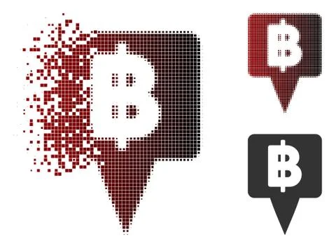 Broken Pixel Halftone Thai Baht Map Pointer Icon 스톡 일러스트
