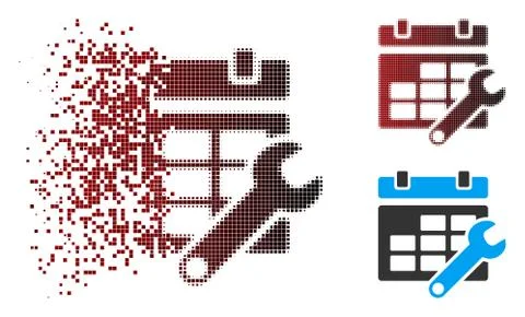Broken Pixel Halftone Timetable Options Icon Illustrazione stock