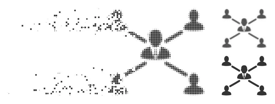 Broken Pixel Halftone User Connections Icon Illustrazione stock