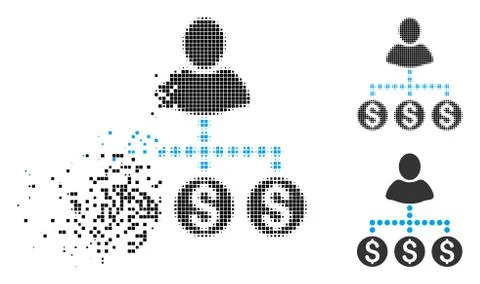 Broken Pixel Halftone User Payments Icon Illustrazione stock
