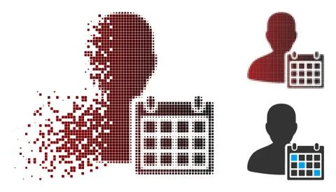 Broken Pixel Halftone User Schedule Icon Illustrazione stock