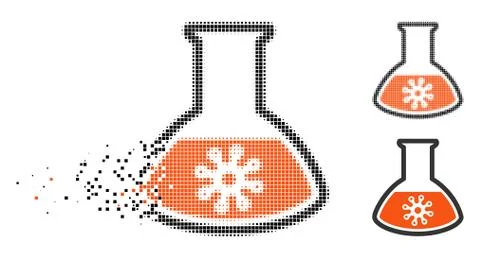 Broken Pixel Halftone Virus Analysis Icon Stock Illustration