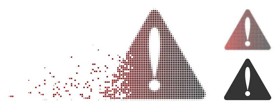 Broken Pixel Halftone Warning Error Icon Stock Illustration