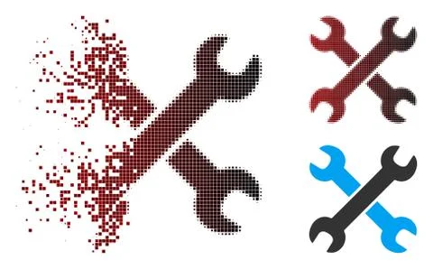 Broken Pixel Halftone Wrenches Icon Illustrazione stock