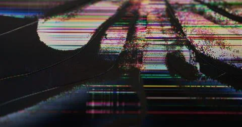 Broken pixel matrix distortion glass glitch blur Stock Photos