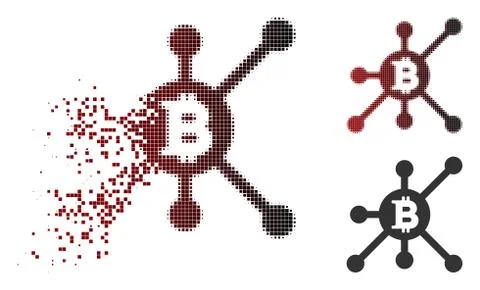 Broken Pixelated Halftone Bitcoin Full Node Icon Illustrazione stock