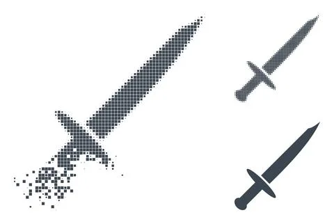 Broken Pixelated Halftone Blade Knife Pictogram Illustrazione stock
