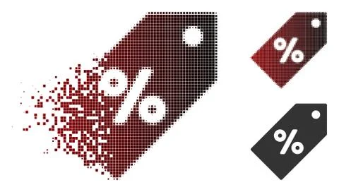 Broken Pixelated Halftone Discount Tag Icon 스톡 일러스트