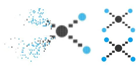 Broken Pixelated Halftone Dotted Links Icon Stock Illustration