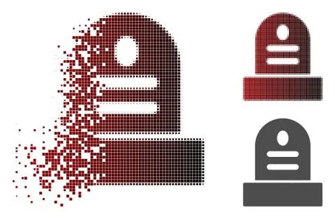 Broken Pixelated Halftone Grave Stone Icon Stock-Illustration