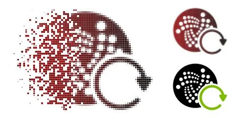 Broken Pixelated Halftone Iota Repeat Icon Stock Illustration
