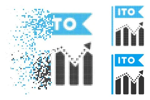 Broken Pixelated Halftone ITO Chart Icon Illustrazione stock