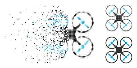 Broken Pixelated Halftone Nanocopter Icon Illustrazione stock