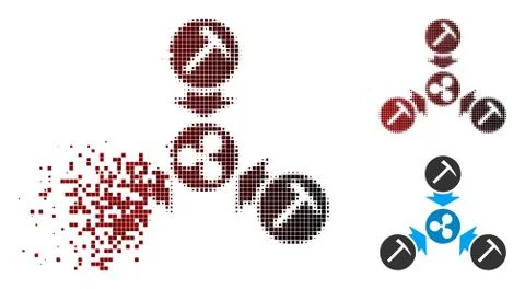Broken Pixelated Halftone Ripple Mining Pool Icon 스톡 일러스트