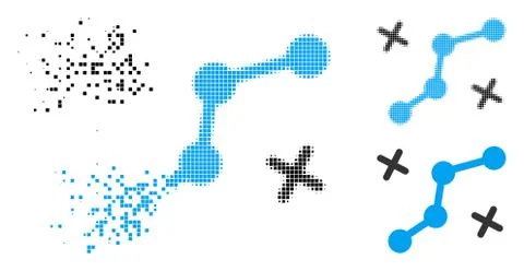 Broken Pixelated Halftone Route Points Icon Illustrazione stock