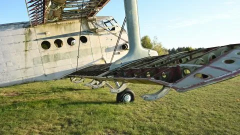 Broken plane on the plain Stock Photos