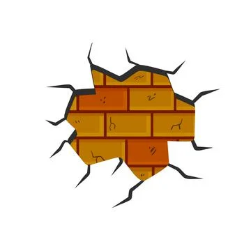 Broken plaster with cracks. Decoration and background element Illustrazione stock