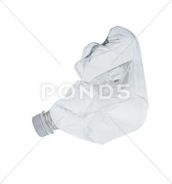 Broken plastic bottle isolated on white bachground Stock Photos