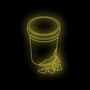 Broken plastic cup throwing garbage away throwing away trash concept neon sig イラスト素材