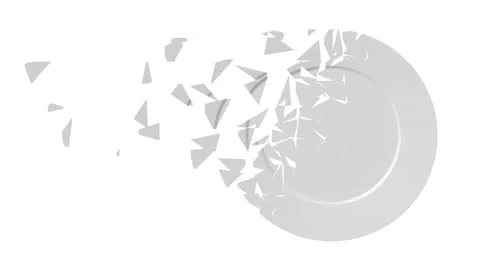 Broken plate isolated on white background. Stock Footage 233089684