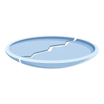 Broken plate showing a long crack dividing it into two pieces Illustrazione stock
