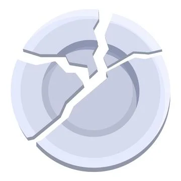Broken plate splitting into many pieces symbolizing loss and disappointment Stock Illustration