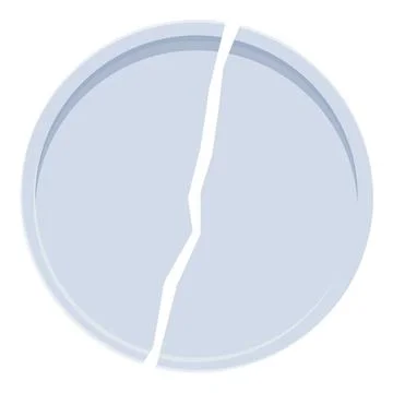 Broken plate splitting in two halves, symbolizing separation and loss Stock Illustration