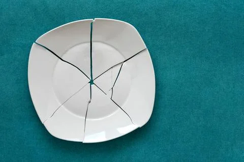 Broken Plate. White Shards, splinters Stock Photos