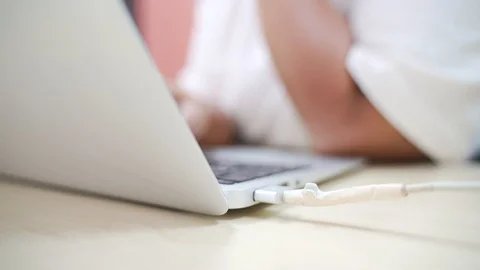 Broken power cord for laptop Stock Footage 117331488
