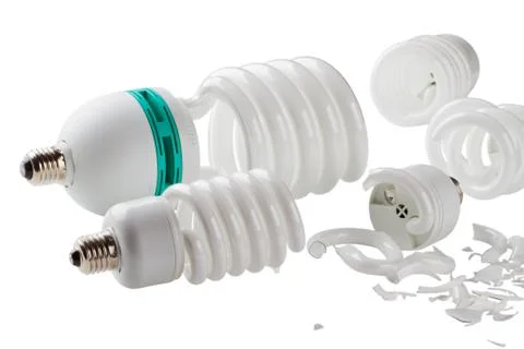 Broken power saving up lamps Stock Photos