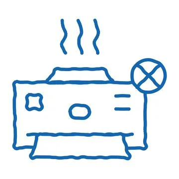 Broken Printer doodle icon hand drawn illustration Stock Illustration