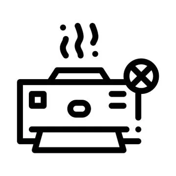 Broken Printer Icon Vector Outline Illustration Stock Illustration