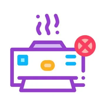 Broken Printer Icon Vector Outline Illustration 스톡 일러스트