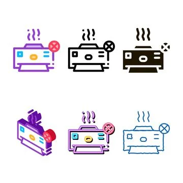 Broken printer icon vector outline range Stock Illustration