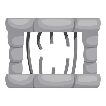 Broken prison bars behind stone wall allowing escape Ilustración de archivo